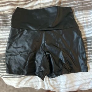 High waisted pleather shorts